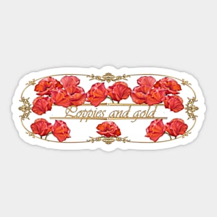 Vintage - Poppies and gold Sticker